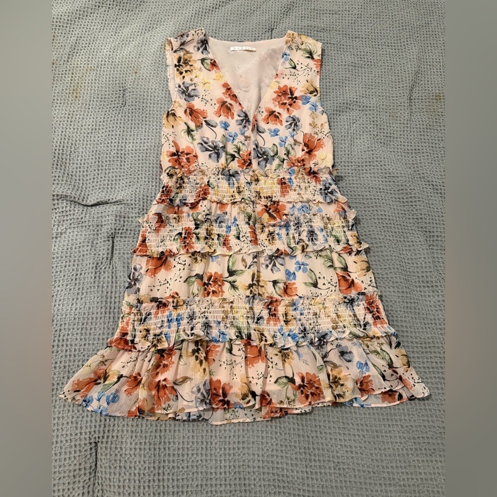 {KARLIE} Floral Tiered Smocked Mini Dress